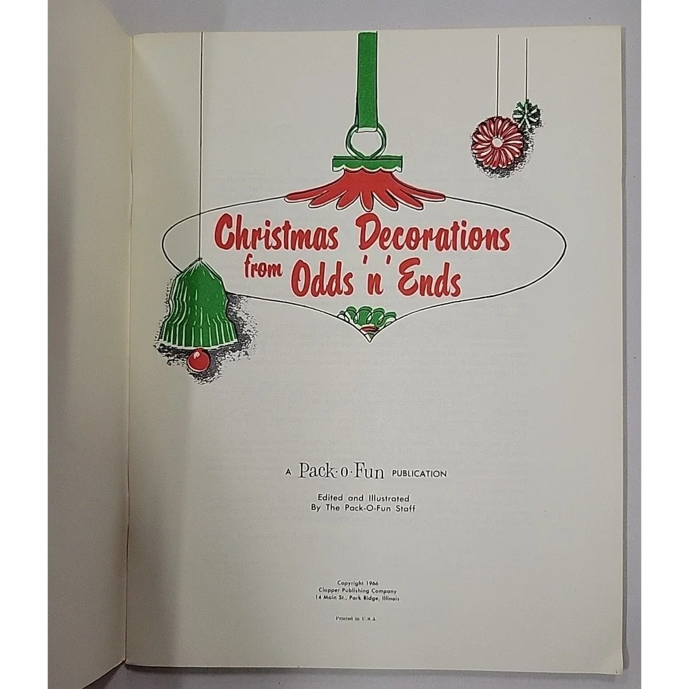 Vtg Christmas Decorations Odds n Ends Pack o Fun Craft‎ Instruction Book 1966